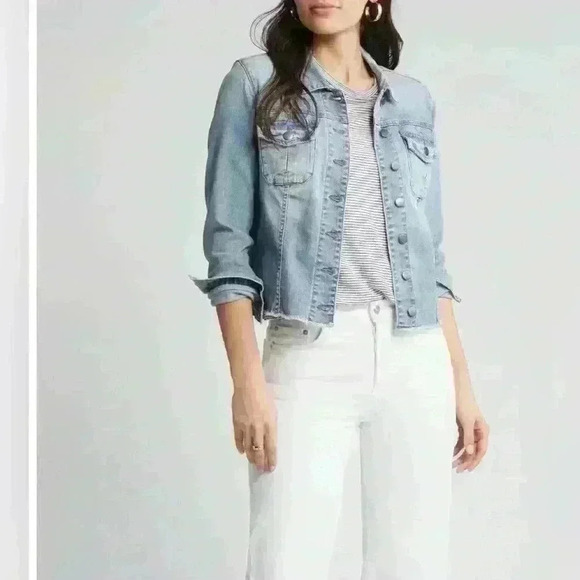 For‎ the Republic Kara Frayed Denim Jacket size  S Blue Frayed Cotton - Picture 3 of 7